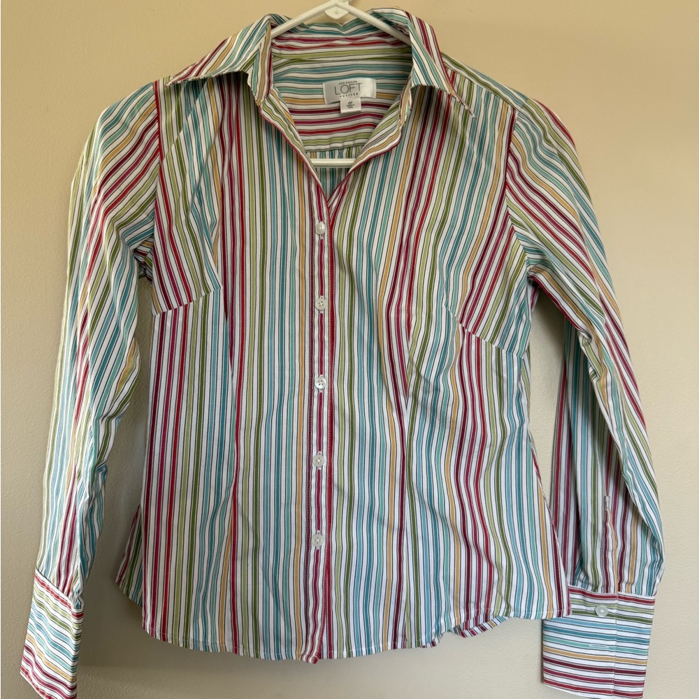 LOFT Petite Vibrant Striped Shirt